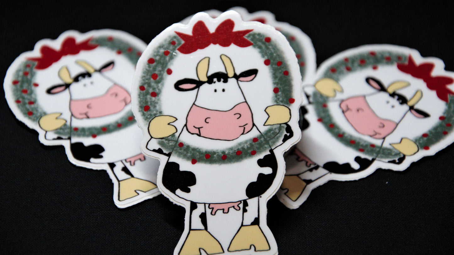 Cow & Wreath Sticker