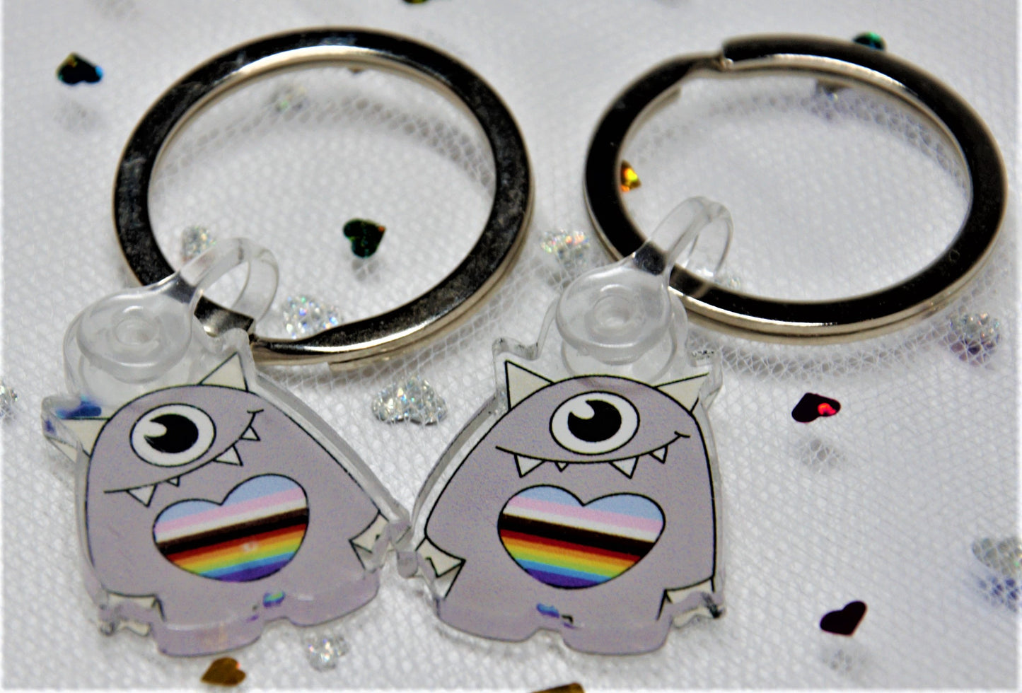 Pride Heart Monster Keychain