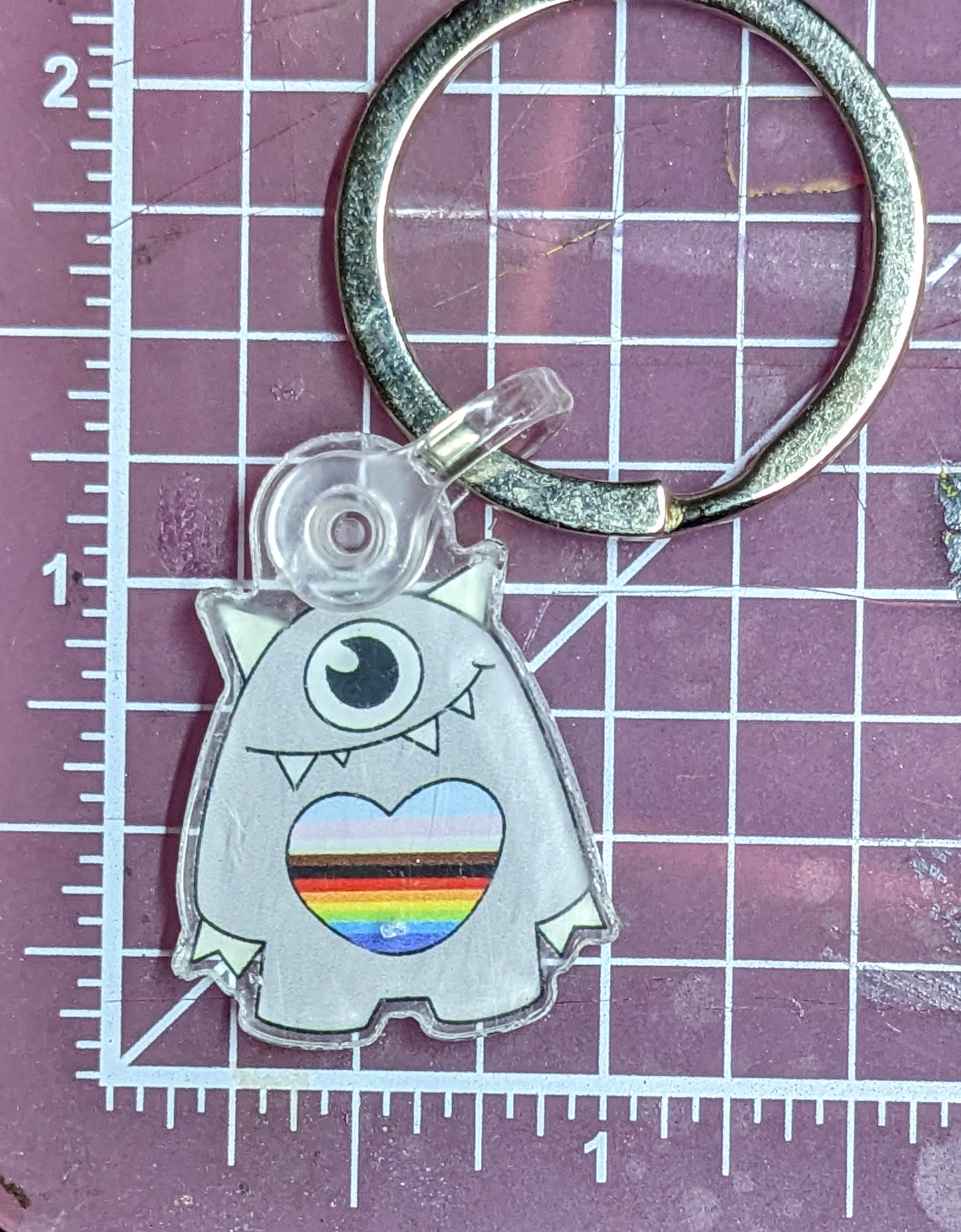 Pride Heart Monster Keychain